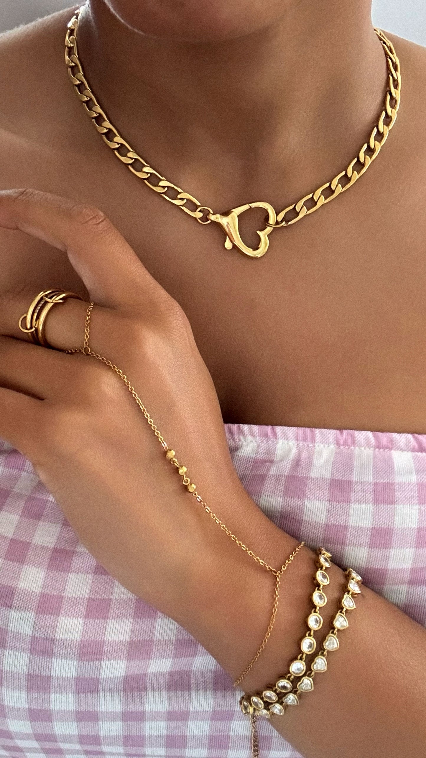 gold-cupid-heart-choker-necklace-waterproof-jewellery-lifestyle